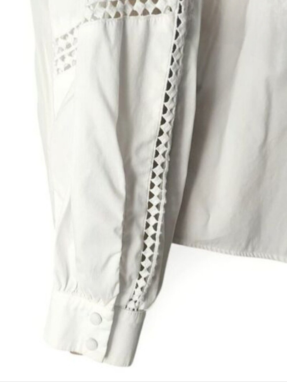 White House Black Market White Eyelet Trim Blouse Medium - Picture 7 of 9